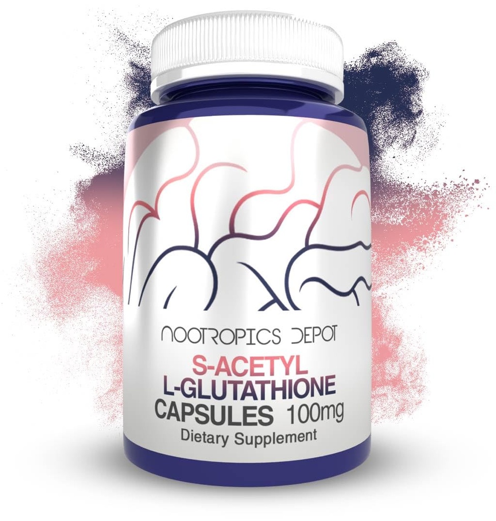 Nootropics Depot S-Acetyl L-Glutathione Capsules | 100mg | 60 Count | High Bioavailabliity Glutathione