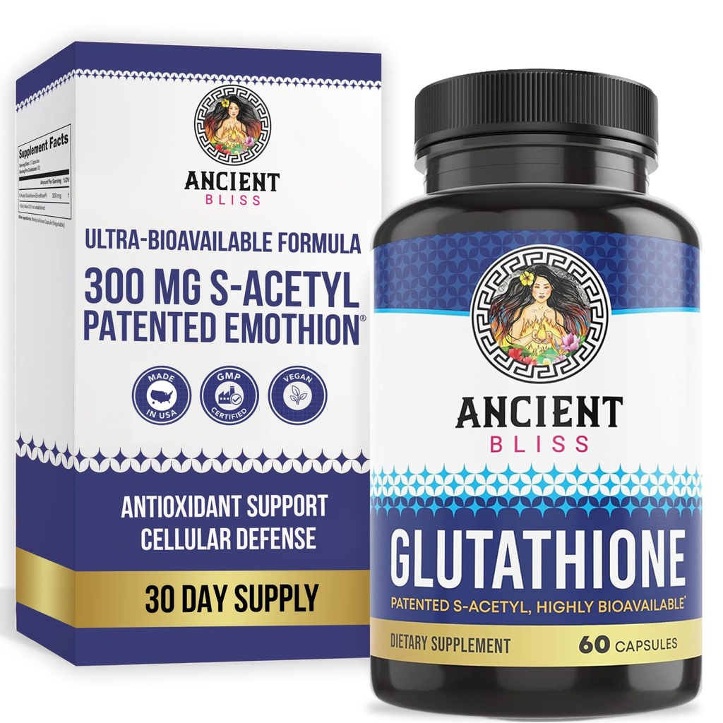 Ancient Bliss S-Acetyl Glutathione Supplement – Plant-Based Antioxidant Formula for Daily Wellness – 60 Vegan Capsules