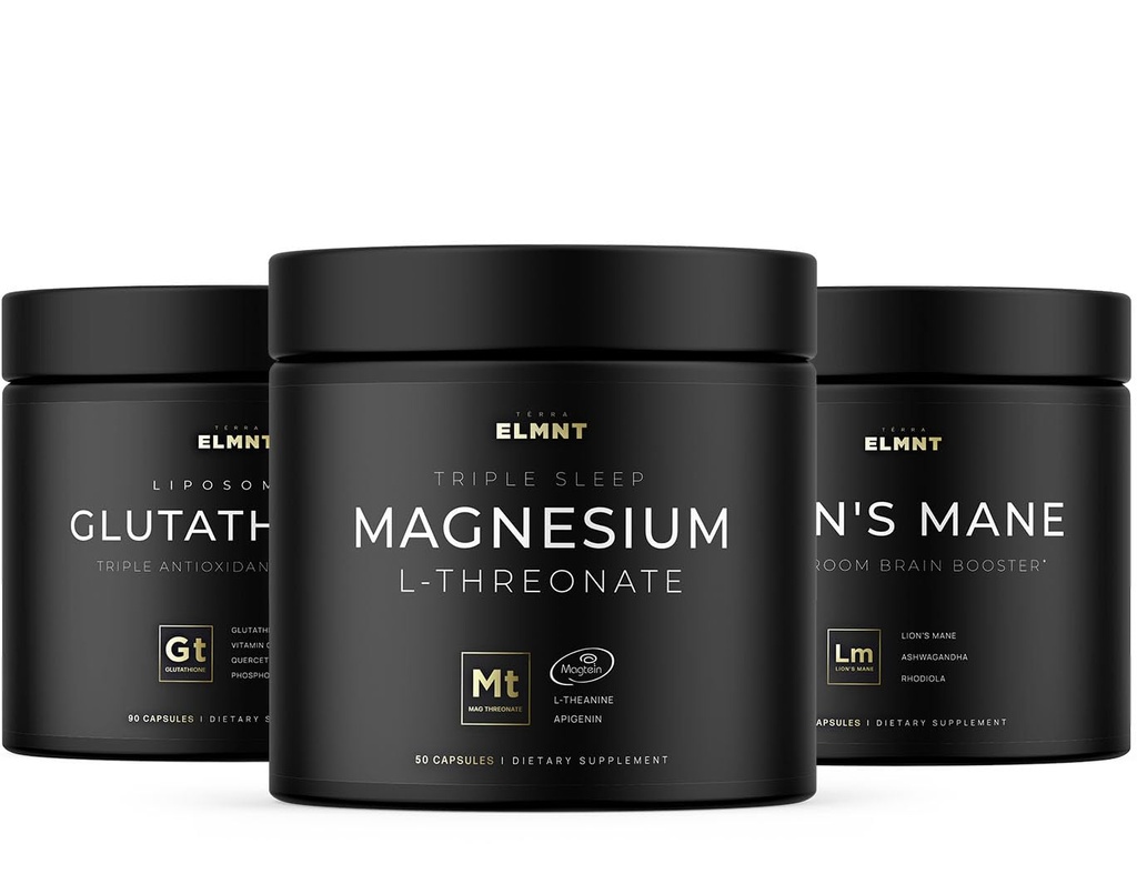 TERRA ELMNT Liposomal Glutathione, Lion's Mane + Ashwagandha, and Magnesium L-Threonate