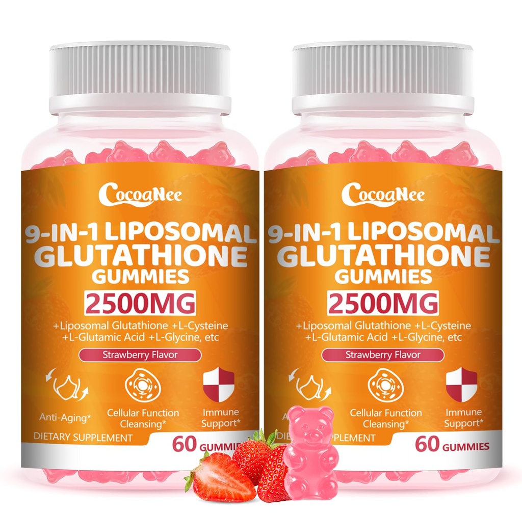 2 Packs 2500MG Liposome Glutathione Gummies, Composite L-Cysteine, Collocation Milk Thistle, Increas 98% Absorption Rate, Antioxidant Anti-Aginga