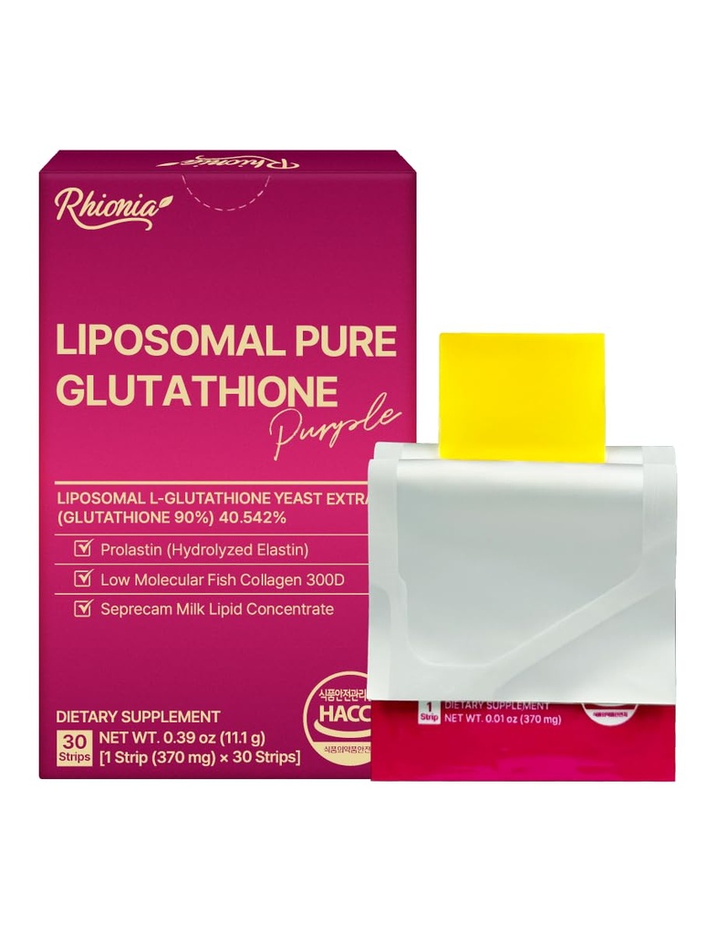 (370mg X 30) Liposomal Pure Glutathione Purple Film Strips/Glutathione 150 mg Supplement, 90% Purity