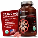OmniBiotics USDA Organic Cranberry Pills for Women - High Potency 25,000 mg Supplement with 25:1 Fruit Extract - Daily Urinary Tract Support - 120 Vegan Capsules