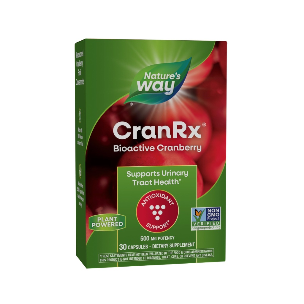Nature's Way CranRx® BioActive Cranberry, Supports Urinary Tract Health*, Antioxidant Support*, 500 mg Potency, Vegan, Non-GMO Project Verified, 30 Capsules