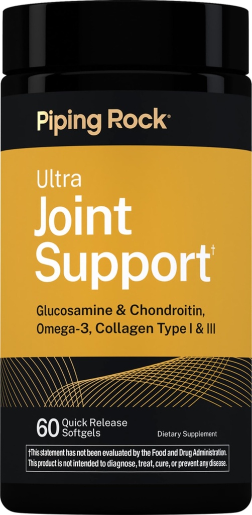 Piping Rock Joint Support Supplement for Women and Men | 60 Softgels | Ultra Blend with Glucosamine & Chondroitin, Omega 3, and Collagen | Non-GMO, Gluten Free