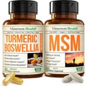 Boswellia Turmeric Curcumin Supplement + MSM 2000mg Bundle – Supports Joint Health & Aids Inflammatory Response – with Ginger Root, Organic Turmeric Powder & Curcumin with Black Pepper (BioPerine)
