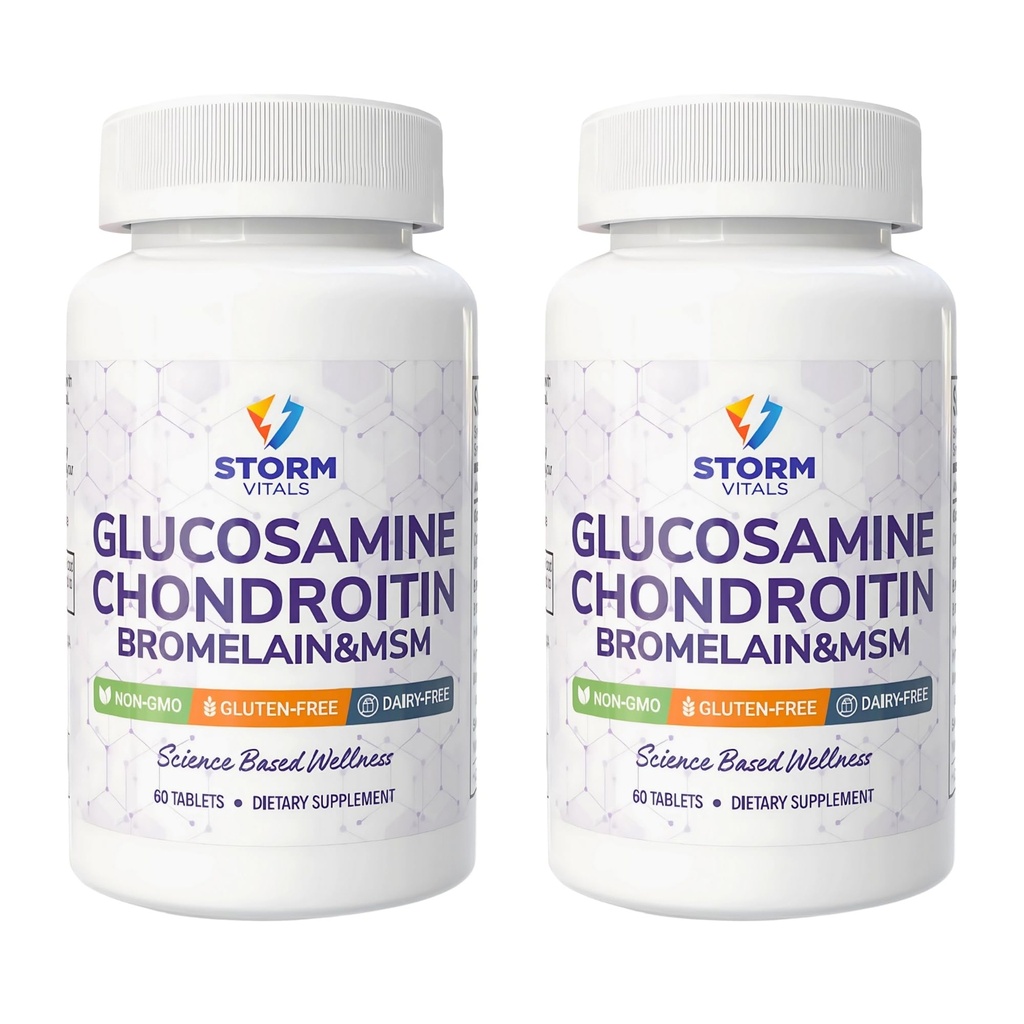 Glucosamine Chondroitin with MSM, Bromelain, Boswellia, Collagen, Hyaluronic Acid, Selenium & Vitamin D – Dietary Supplement – 60 Tablets