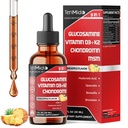 Glucosamine Chondroitin MSM Liquid Drops - 9in1 with Vitamin D3, Vitamin K2, Hyaluronic Acid, Quercetin, Boswellia, and Bromelain - Vegan, Non-GMO - 30ml 1 Fl Oz