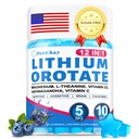 12-in-1 Lithium Orotate 5mg 10mg with Ashwagandha & L-Theanine, Lithium Orotate for Mood, Calm, Cognitive & Brain, High Bioavailability Trace Mineral, Lemon Balm, Magnesium Glycinate, 1 Pack