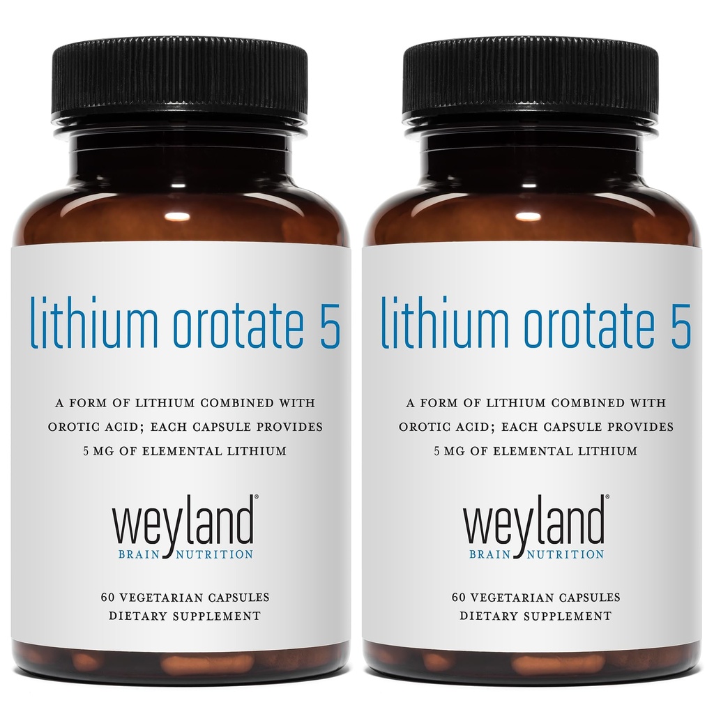 Lithium Orotate - 5mg of Elemental Lithium, 60 Vegetarian Capsules (Pack of 2)