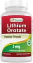 Best Naturals Lithium Orotate 5 mg 180 Capsules - Non GMO - Gluten Free