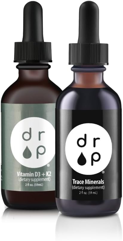 Uzupełnienie kropli Organic Trace Minerals Electrolyte Drops i witaminy D3 + K2 Drops Bundle