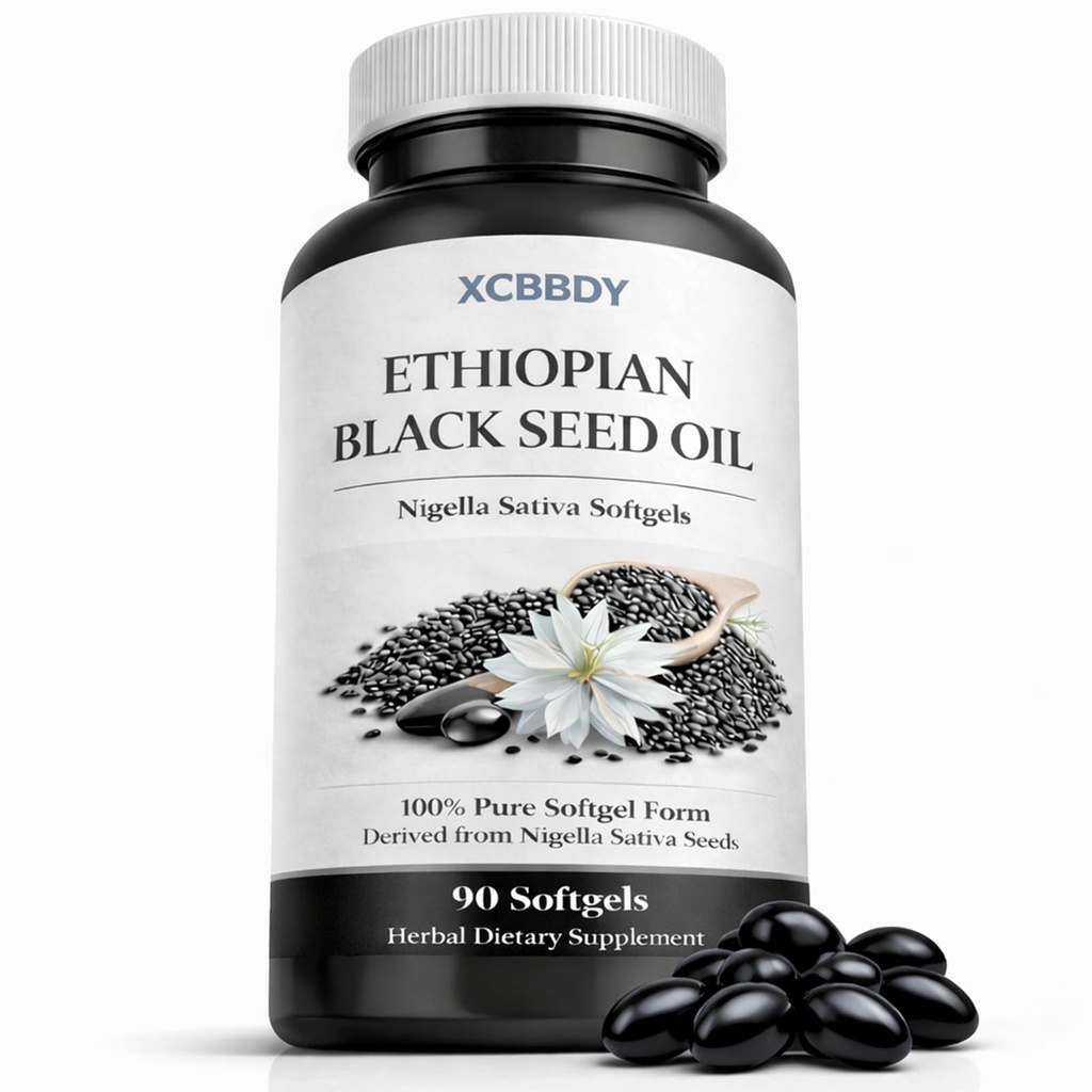 Ethiopian Black Seed Oil Purity Natural, Cold Pressed Nigella Sativa Oil, for Daily Use, Non-GMO, Gluten-Free, Vegan, 90ct (1)