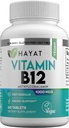 HAYAT Bitaminak Vegan Natural bitamina B12 1000 MCG, Energiaren Metabolismoaren euskarriaren dieta osagarria, 2 hilabeteko hornidura, halal natural, ziurtatua, 60 tablet, Estatu Batuetan egina