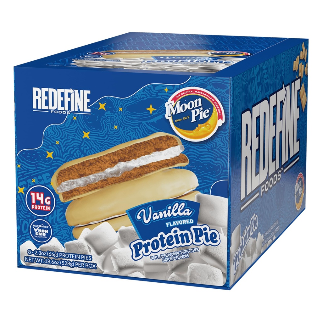 Redefine Foods Protein Pie, MoonPie, Vanilla - 8 Count - 14g of Protein Per Serving - Non-GMO
