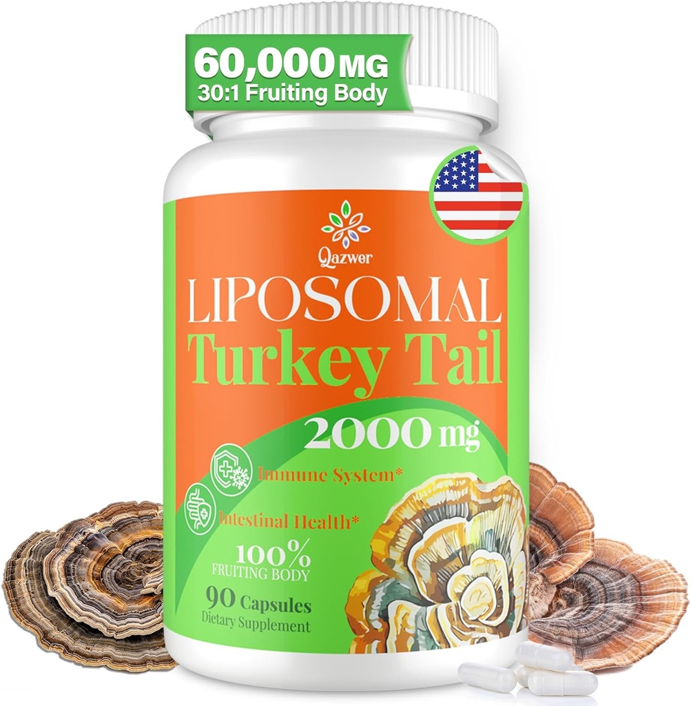 Liposzómás törökországi gombakapszula, magas abszorpciós Organic Turkey Tail Gombakivonat 2000MG NRG 124; 30: 1 Gyümölcs- és gyümölcstermelő test