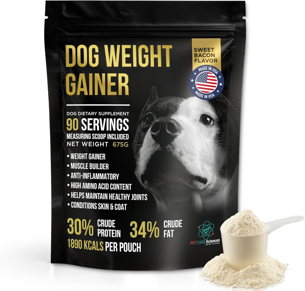 Dog Weight Gainer Approx 90 Servings - Weight Gain Supplements for Dogs - Canine and Dog Muscle Builder - Made in The USA