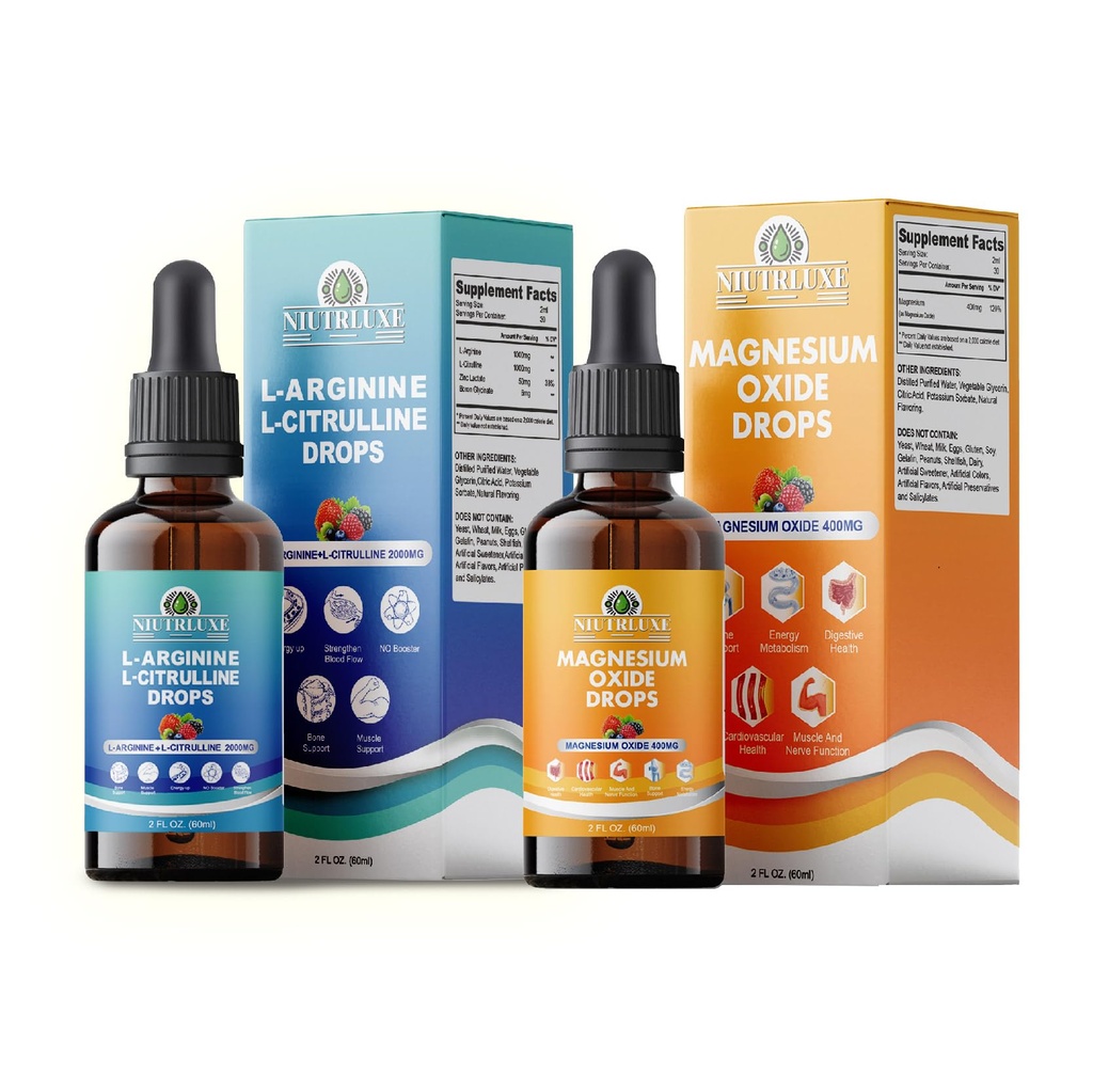 L-Arginine Drops Liquid & Liquid Magnesium Oxide 400mg
