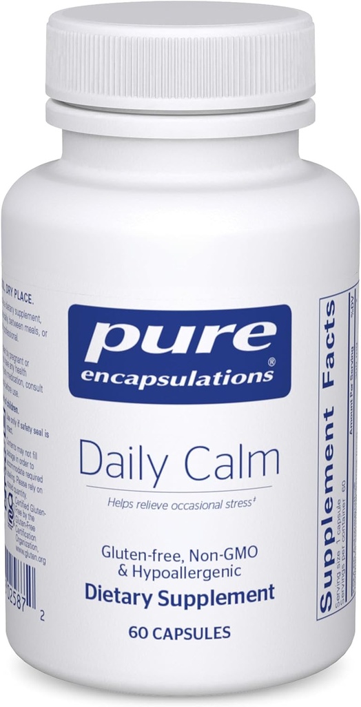 Pure Encapsulations Daily Calm - Vegan Stress & Sleep Support Supplement - Enthält Ashwagandha, Saffron, GABA & L-Theanine - Non-GMO, Soy-Free & Gluten-Free - 60 Kapseln