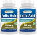 Best Naturals Folic Acid 800 mcg 240 Capsules (Pack of 2)