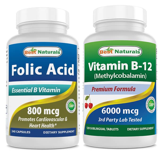 Best Naturals Folic Acid 800 mcg & Vitamin B12 6000 mcg