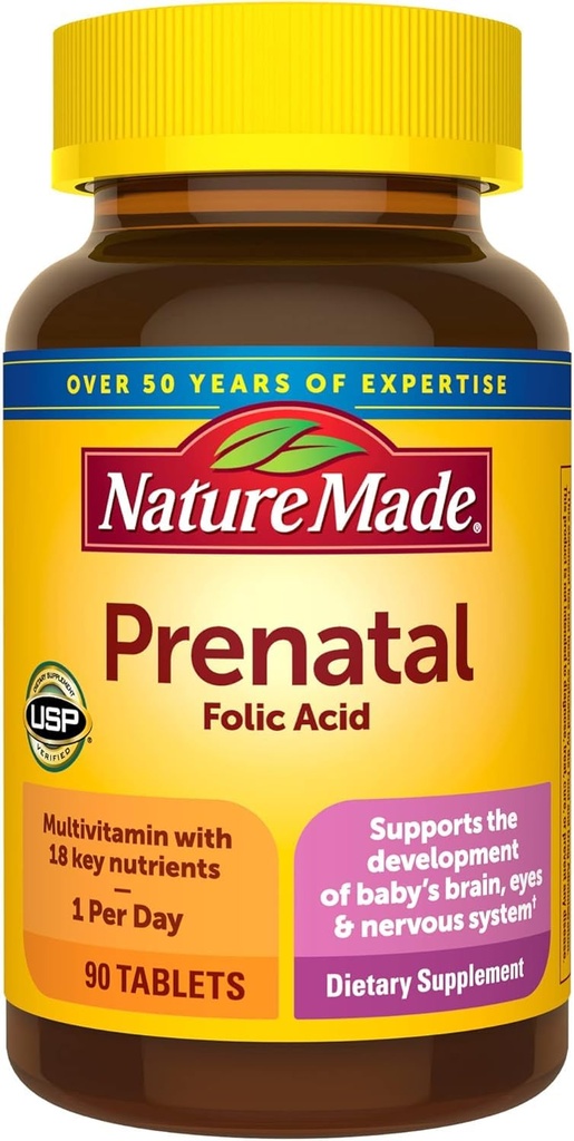 Nature Made Prenatal Multi Dietary Supplement , 90 Tablets ea ( Pack of 2)
