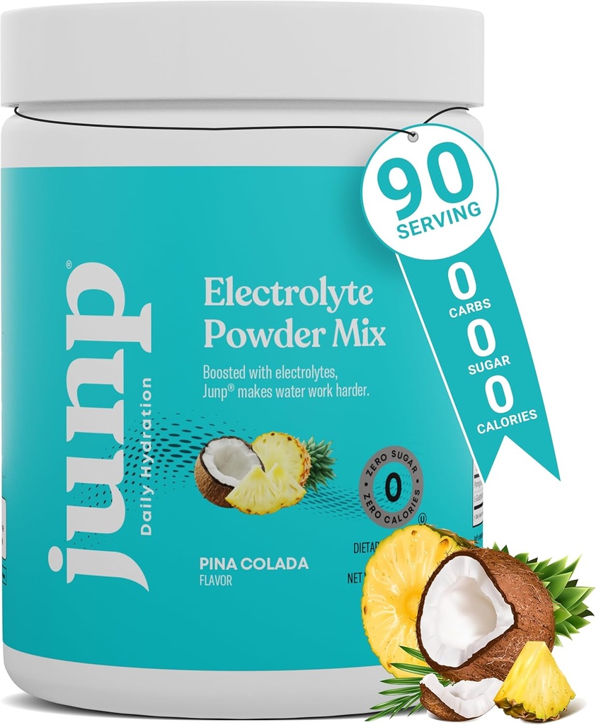JUNP Electrolytes Powder No Sugar No Carbs - Pina Colada Coconut Pineapple Keto Electrolyte Drink Mix - Potassium & Salt Hydration Powder Electrolytes - Zero Calorie Sugar Free Electrolyte Powder 90ct