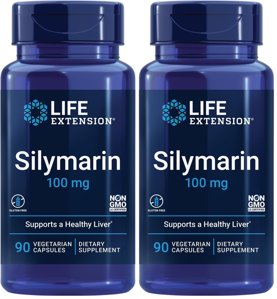 Life Extension Silymarin – Milk Thistle Extract – Supports Liver Health – Gluten-Free, Non-GMO, Vegetarian – 90 Capsules (Pack of 2)