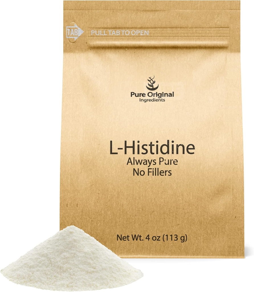 PURE ORIGINAL INGREDIENTS L-Histidine Powder 4 oz, Aminoazido gehigarria, Gehigarririk gabe, Beti Pure