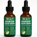 Simply Soursop Natural Drops, 10-in-1 Soursop Extract Drops with Sea Moss, Moringa, Turmeric, Black Seed Oil, Oregano, Ashwagandha Immune Support | Improving Gut Health | Heart Health, 2 Fl Oz (2)