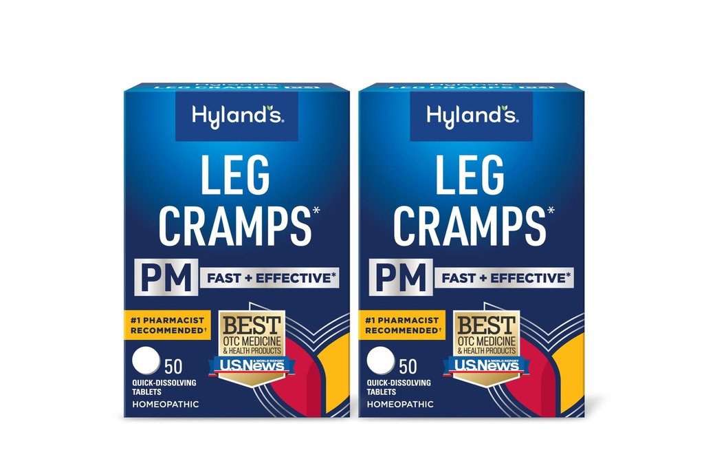 Hyland's Leg Cramps PM, Relief of Nighttime Leg, Calf, and Foot Cramps, 50 Quick-Dissolving Tablets 2-Pack (100 Total)