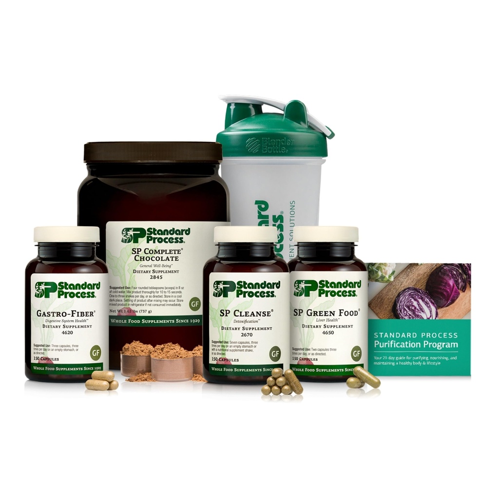 Standard Process Purification Product Kit with SP Complete and Gastro Fiber - 21-Day Detox for Healthy Body Maintenance - Vegetarian, Gluten-Free & Non-Soy - 1 Kit - Chocolate