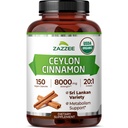Zazzee USDA Organic Ceylon Cinnamon 20:1 Extract, 150 Vegan Capsules, 5 Month Supply, Sri Lankan Variety, Cinnamomum Verum, Antioxidant & Metabolic Support, All-Natural, Non-GMO, Made in the USA