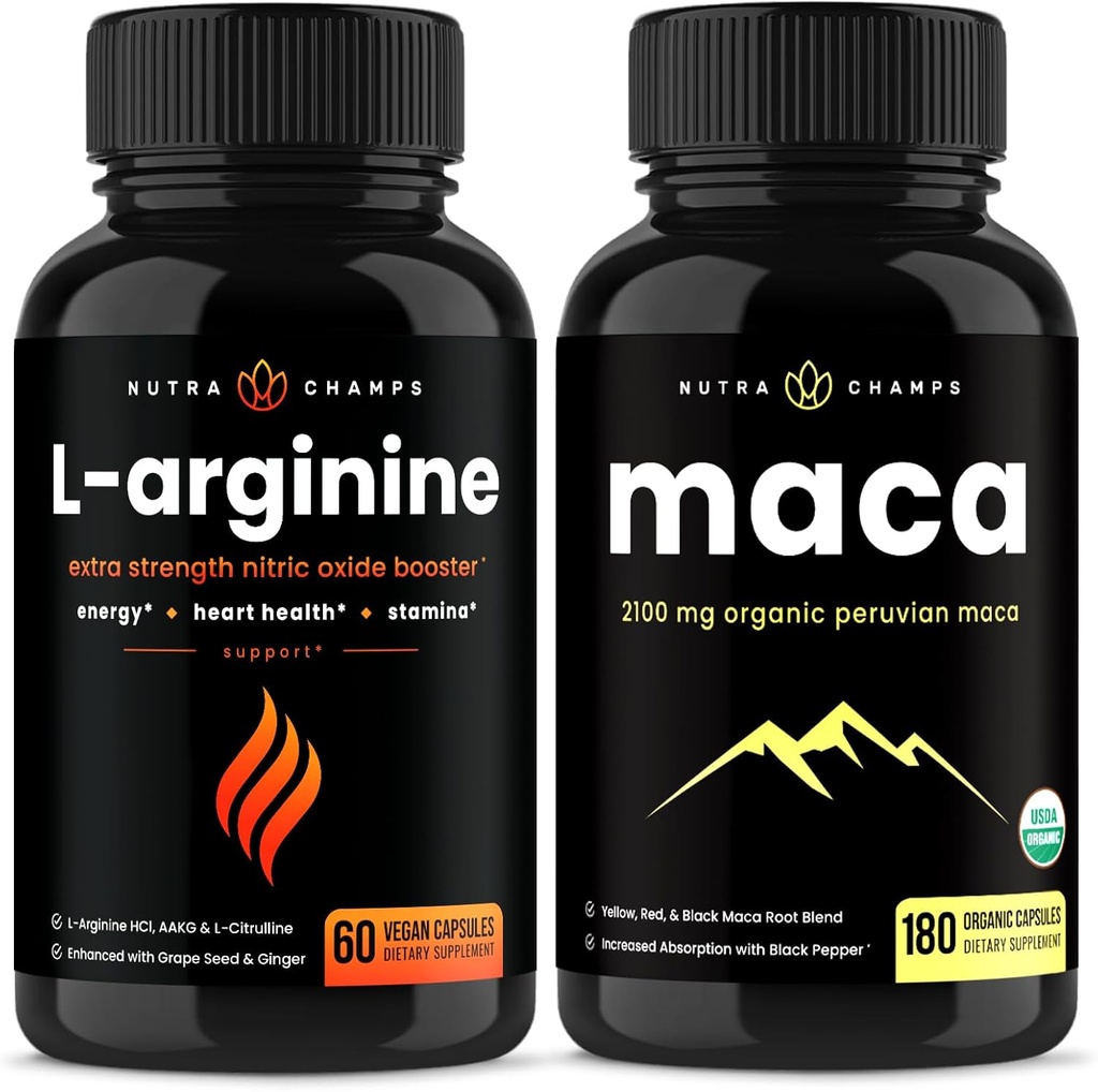 NutraChamps L-Arginine Capsules ve Maca Capsules 2 Pack