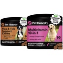 Flea and Tick Prevention & Multivitamin Virtual Bundle: Natural Flea Chews & Dog Vitamins with Glucosamine for Skin and Coat (Bacon & Peanut Butter 90 ct)