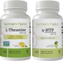 Nature's Trove L-Theanine 200mg 120 Вегетариански капсули & 5-HTP 100mg 120 Вегетариански капсули - спокойни и здрави Стак