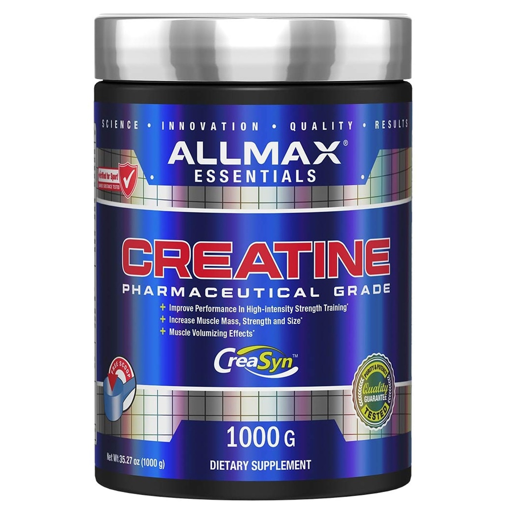 ALLMAX Nutrition Creatine Monohydrate Powder, Unflavored – Pure Micronized Creatine Supplement for Men & Women – Supports Strength, Performance & Training Intensity – Vegan, Gluten Free (1000g)