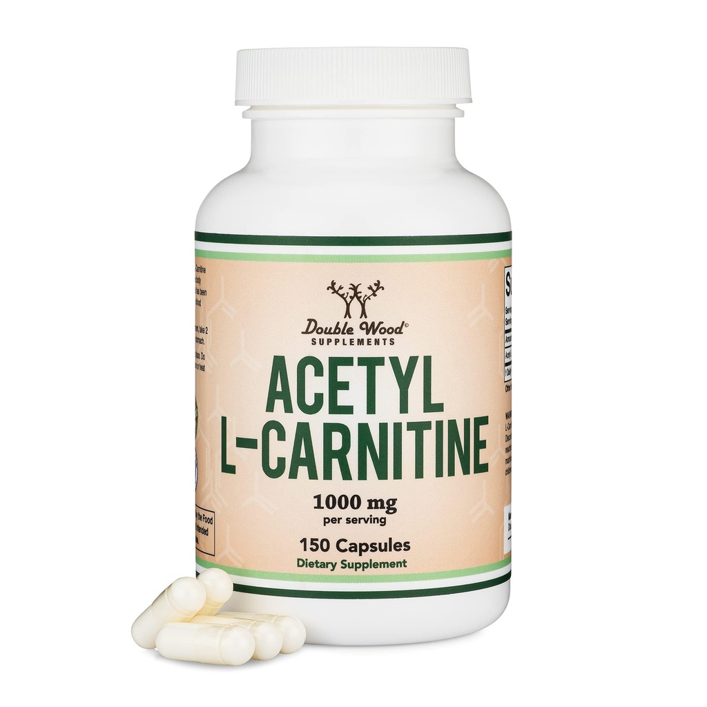 Acetyl L-Carnitine 1,000mg Per Serving, 150 Capsules (ALCAR for Brain Function Support, Memory, Attention, and Stamina) Acetyl L Carnitine that is Third Party Tested by Double Wood