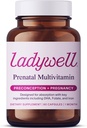 Ladywell Prenatal Multivitamin | Concezione, Gravidanza & Postpartum | Ingredienti chiave inclusi DHA, Folate & Iron | Esperto-Formulato & Testato | Progettato per l'assorbimento con supporto Nausea, 60 Ct