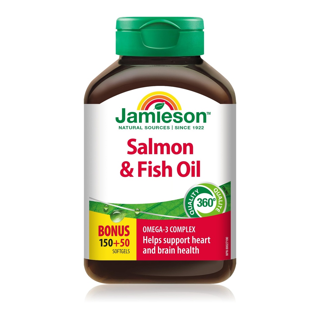 Jamieson Salmon & Fish Oils Omega-3 Complex 200ct Bottle 1,000 mg