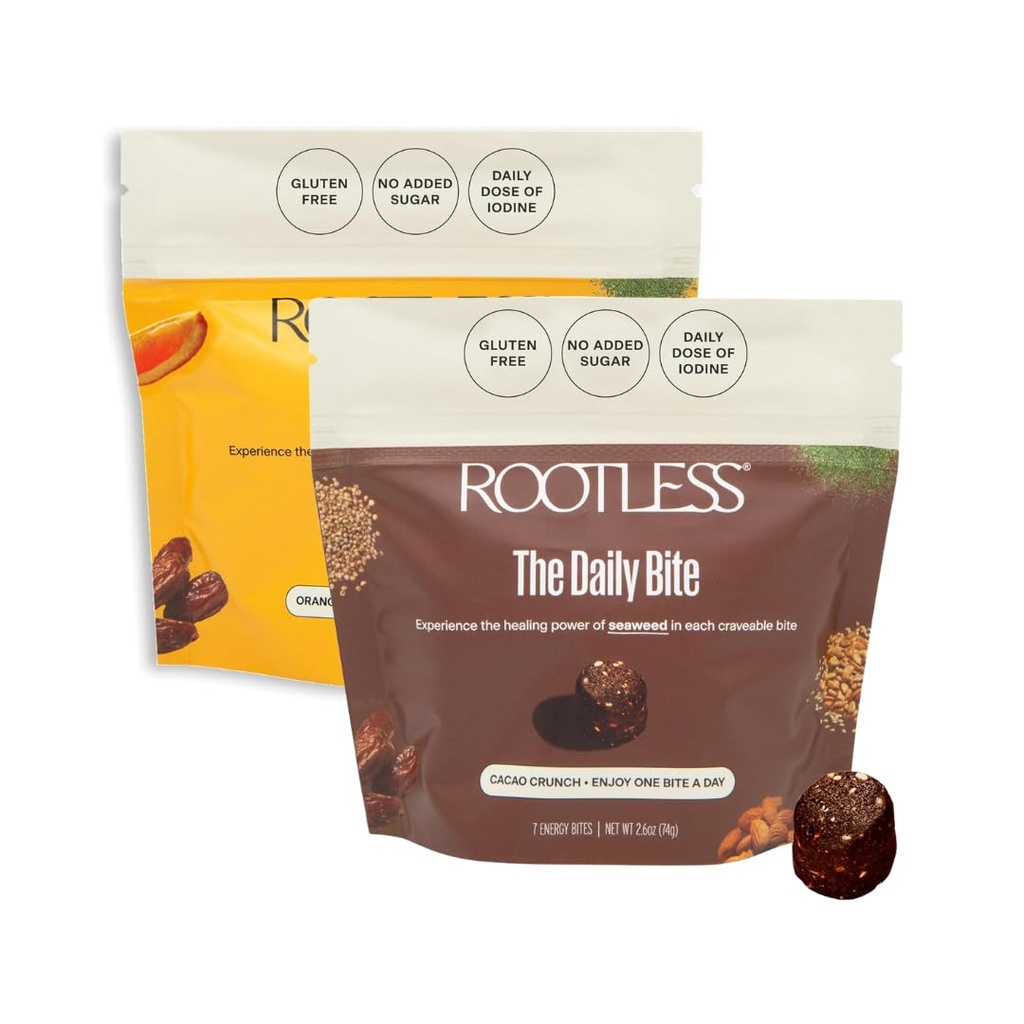Rootless Seaweed Daily Bites – Orange Pistachio & Cacao Crunch – 2 Week Supply for Hormone & Thyroid Health | 100% Daily Iodine, Whole Food Ingredients – 2 Pack