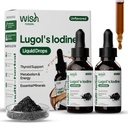 Lugol's Iodine Liquid, 2 Pack Iodine Drops for & Immune Support Liquid with Potassium Iodide Supplements Clear Solution for Detox Boost