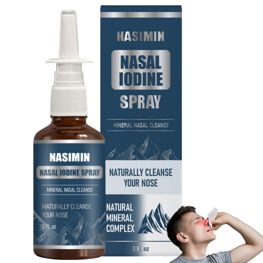 Iodine Nasal Spray Nasal Iodine Spray Mineral Formula, Fine Mist for Daily Nasal Care (60ml)