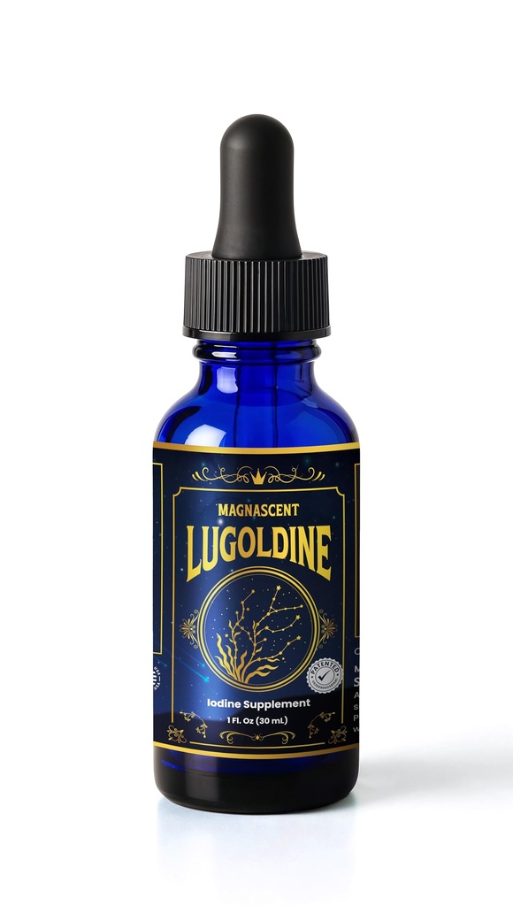 Lugoldine Iodine Drops 1 oz – Patented Process (US20090022816A1), 150 mcg Iodine (100% Daily Value), Alcohol-Free & Glycerin-Free, Liquid Iodine Supplement