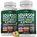 Soursop Supplement - Moringa, Sea Moss, Black Seed Oil, Berberine, Turmeric, Apricot, Quercetin, Greens, Bitters, Boswellia, Bitter Melon, Burdock Root - 120 Capsules