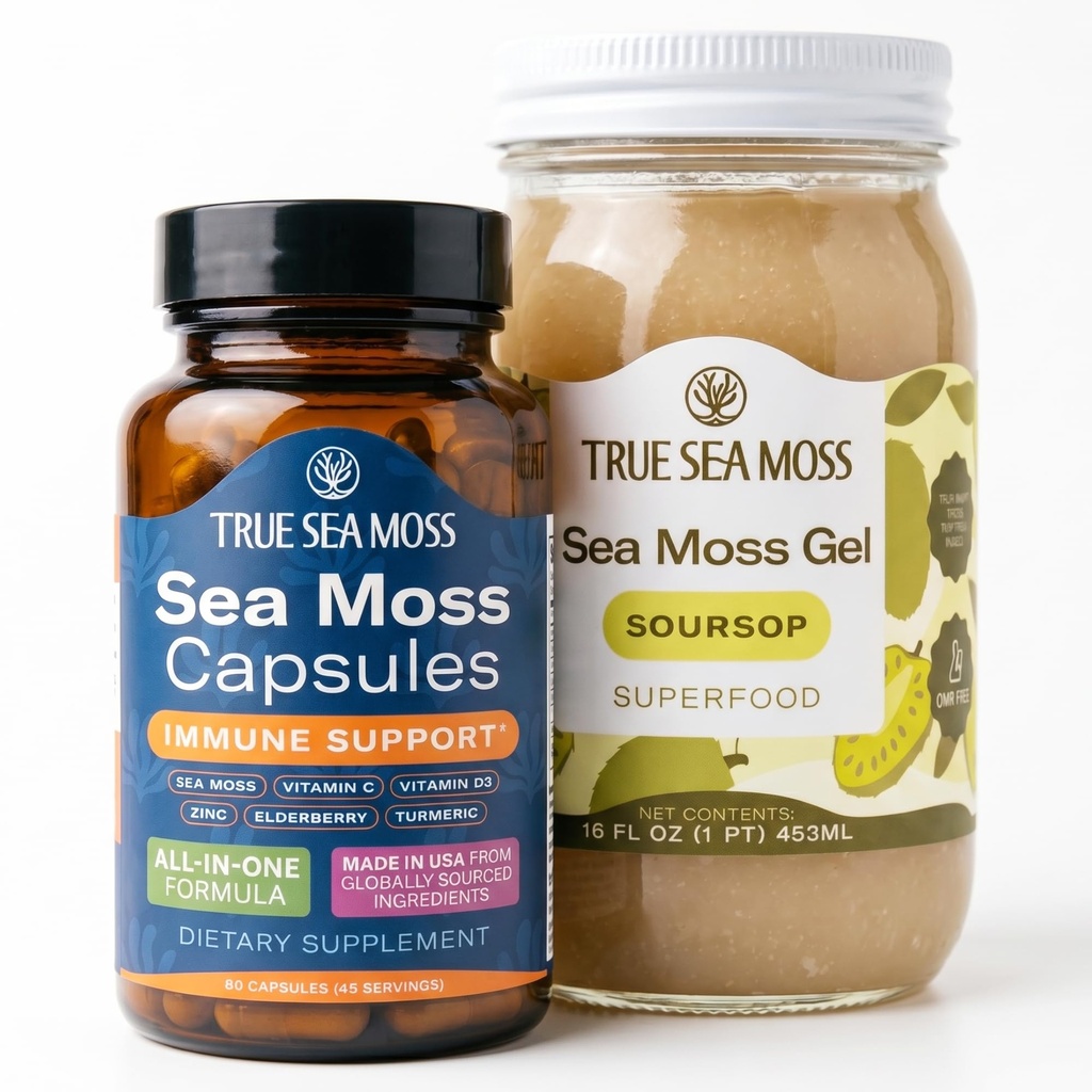 TrueSeaMoss Bundle – Immune Caps & Soursop Sea Moss Gel
