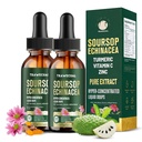 2 Pack Soursop Bitters Liquid - Soursop Leaves & Fruit, Echinacea, Vitamin C, Turmeric, Zinc -for Immune Support, Digestive Health, Antioxidant & Cell Support, 4 FL OZ