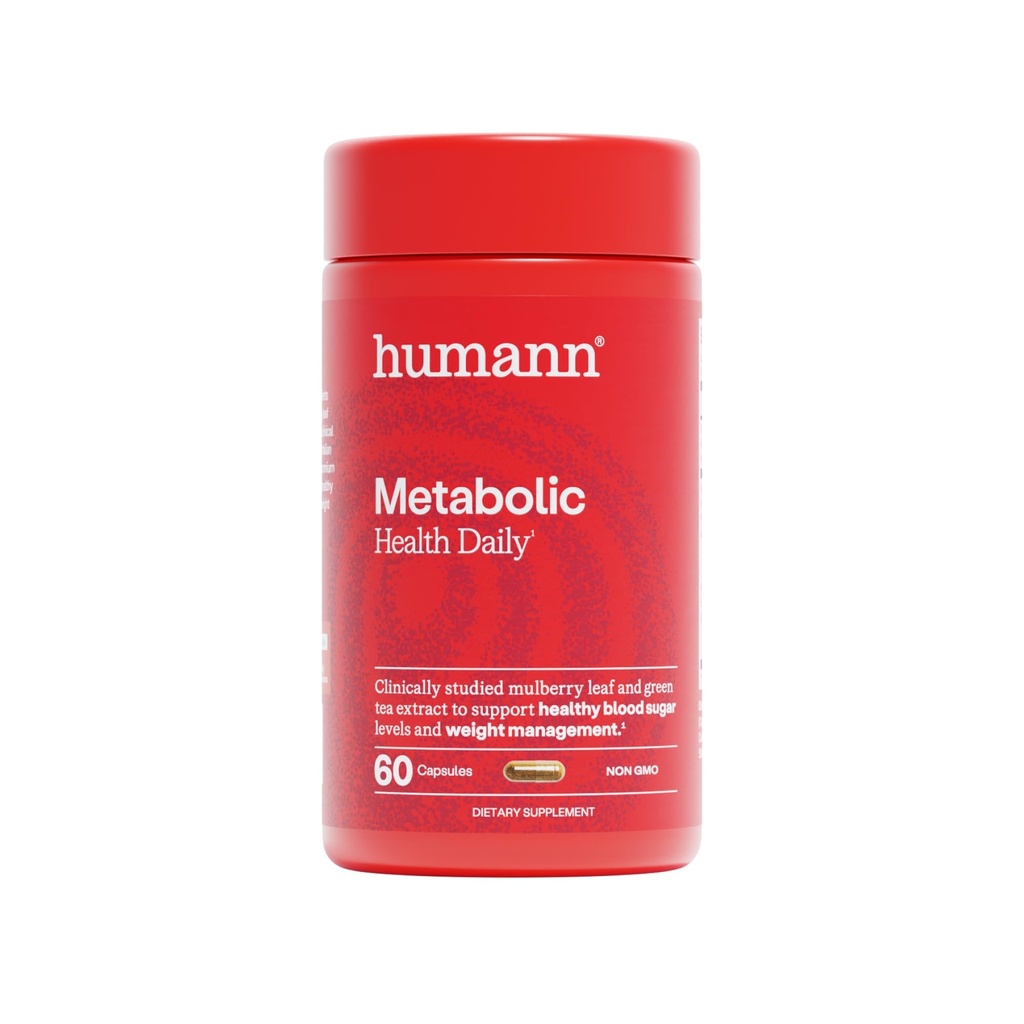 Humann Metabolic Health Daily, Triple-Action Blood Sugar & Glucose Support, Mulberry Leaf Extract & Green Tea Extract Phytosome, Metabolic Balance Supplement, Plant-Based Non-GMO, 60 Capsules