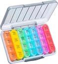 Daviky Cotygodniowy Pill Organizator 4 razy dziennie, Moisture- Proof Pill Box 7 dzień, Codzienne Pill Case Organizator Medicine Box Łatwy do przenoszenia, Travel Pill Organizator z 28 Komory do trzymania witamin i lekarstw