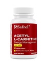 Safrel | Acetyl L-Carnitine (ALCAR) | 500 mg | Capsules | 180 Count | Brain, Energy Support | Cognitive Function, Cellular Energy