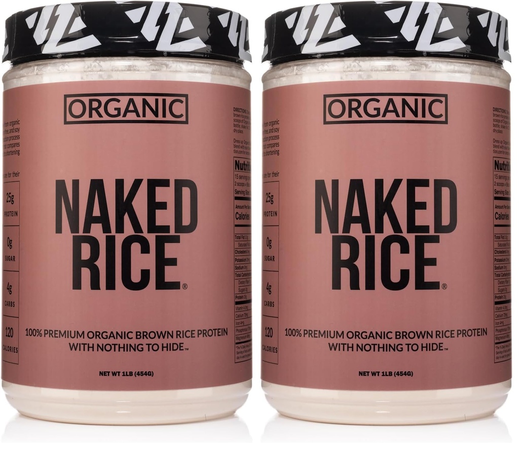 NAKED Rice 1Lb - Organic Brown Rice Protein Powder - Vegan Protein Powder, GMO Free, Gluten Free & Soy Free. Plant-Based Protein, No Artificial Ingredients - 15 Servings (Pack of 2)